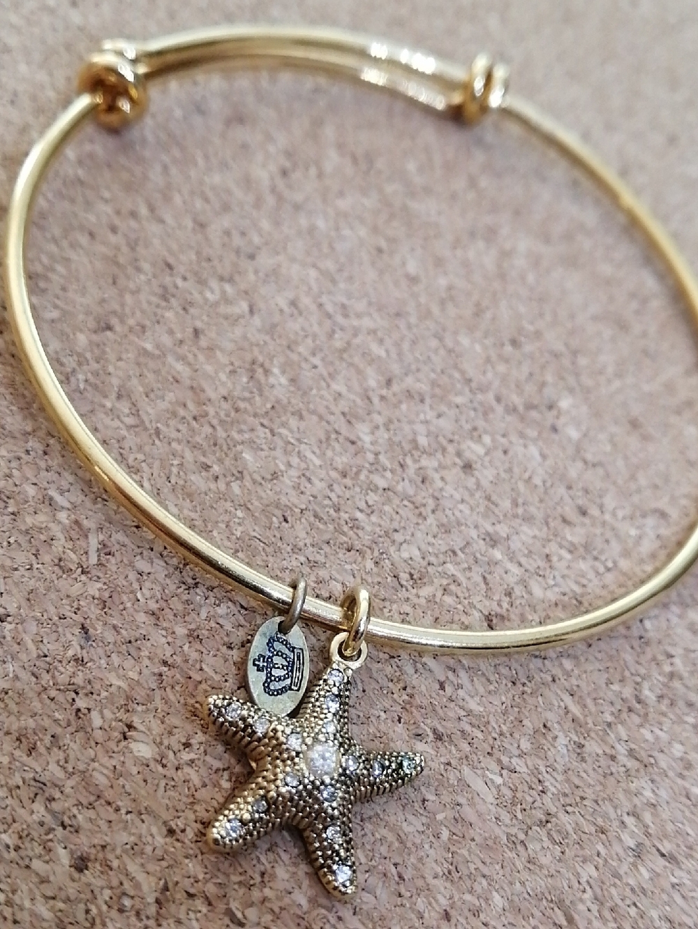 Juicy Couture Gold Starfish Charm Vintage Adjustable Bangle Bracelet
